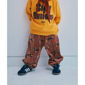 ベロアタッチのメルティ起毛フリースぬくぬくジムパンツ 全7色 リンク セットアップ対応 あったか  10分丈 （ブラウン）