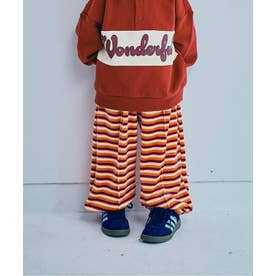 ベロアタッチのメルティ起毛フリースぬくぬくジムパンツ 全7色 リンク セットアップ対応 あったか  10分丈 （レインボー）