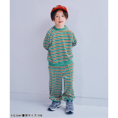 ベロアタッチのメルティ起毛フリースぬくぬくジムパンツ 全7色 リンク セットアップ対応 あったか  10分丈 （グリーン）｜詳細画像