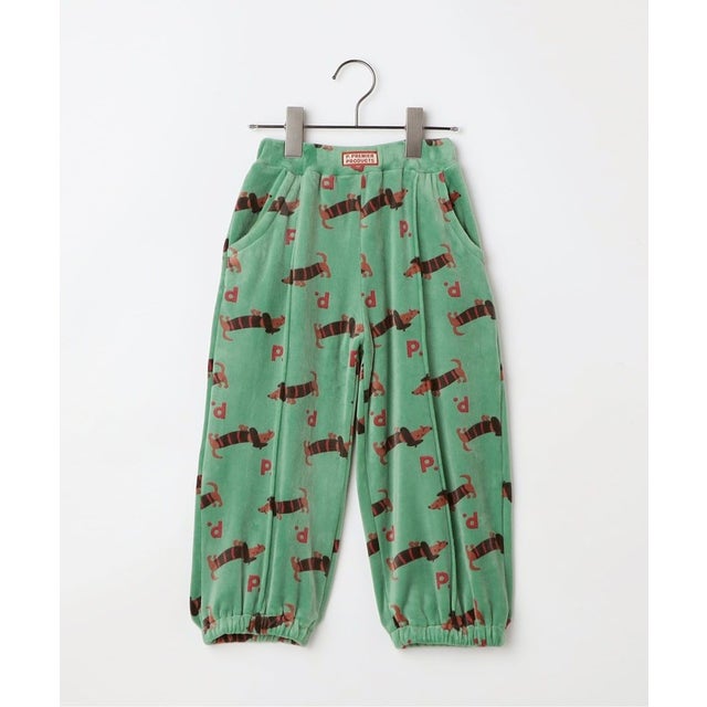 ベロアタッチのメルティ起毛フリースぬくぬくジムパンツ 全7色 リンク セットアップ対応 あったか  10分丈 （グリーン）
