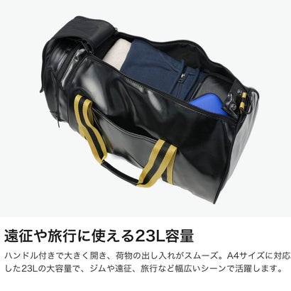ボストンバッグ バレルバッグ レディース メンズ 旅行 大容量 ボストン ブランド ドラム型 おしゃれ ショルダーストラップ A4 Tipped Classic Barrel Bag L3352 （BLACK×GOLD）｜詳細画像