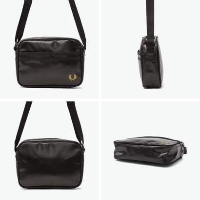 フレッドペリー FRED PERRY ショルダーバッグ ブランド ミニ コンパクト 小さめ 斜めがけ ヨコ 横 シンプル おしゃれ トラベル ミニショルダー 2L Tonal Classic Mini Shoulder Bag L2169 （BLACK×GOLD）｜詳細画像