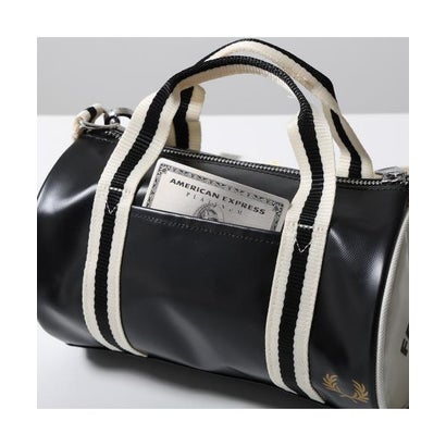 FRED PERRY ショルダーバッグ CLASSIC MINI BARREL BAG L9256 （D57/BLACK-ECRU/ブラック）｜詳細画像