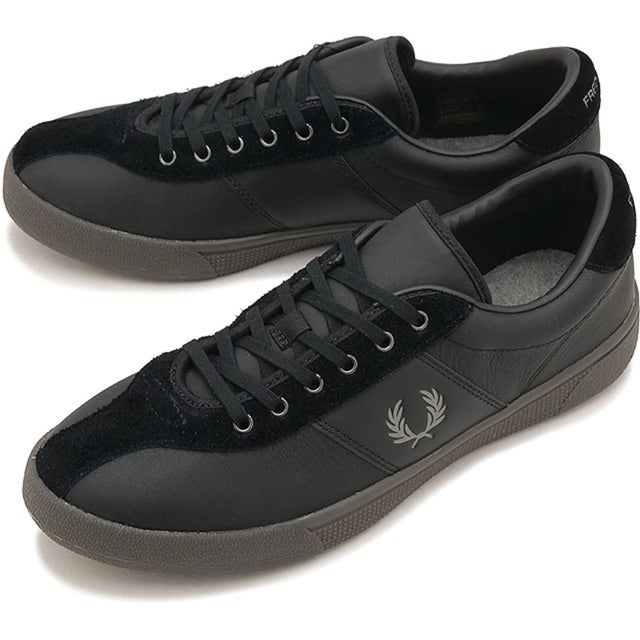 TENNIS SHOE LEATHER / SUEDE BLACK [B3418-102] （BLACK）
