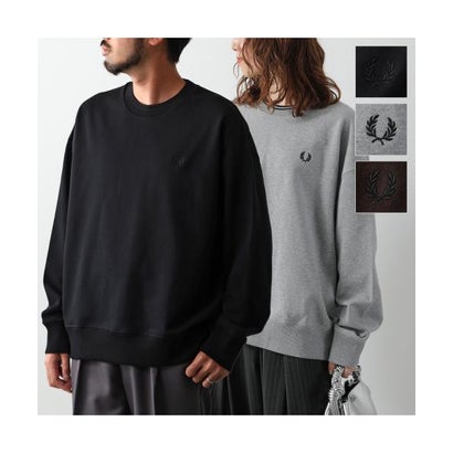 FRED PERRY トレーナー Oversized Tipped Sweatshirt M3497 （102/BLACK）｜詳細画像