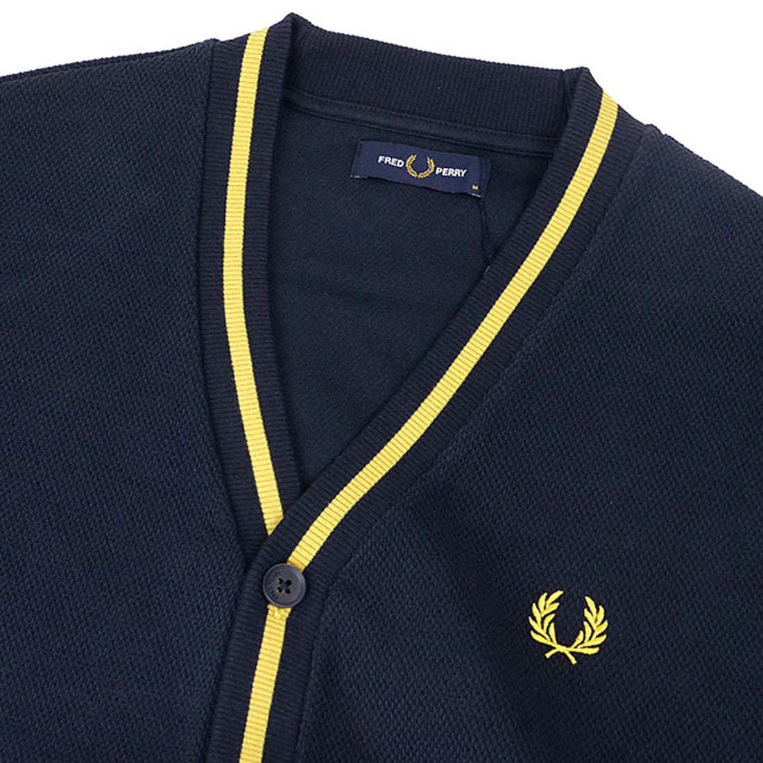 フレッドペリー FRED PERRY TIPPED PIQUE TEXTURE CARDIGAN NAVY