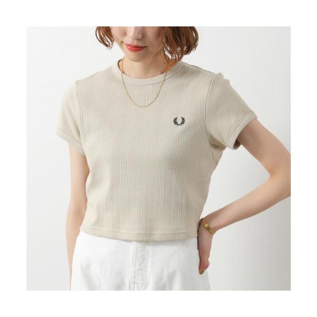 フレッドペリー FRED PERRY FRED PERRY Tシャツ G9168 CROPPED RIBBED