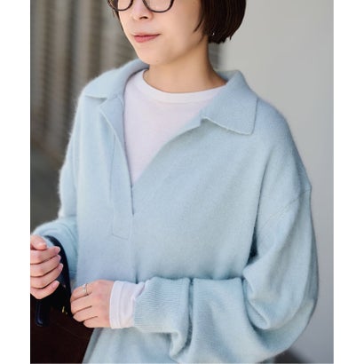 フレームワーク FRAMeWORK ≪洗える≫FUR YARNスキッパーニット（グレー）｜詳細画像