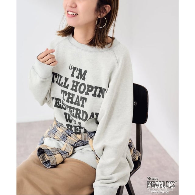 ≪追加≫MEAN MACHINE AGE 別注 PEANUTS VTG CREW SWT ”CHARLIE”（グレーB）