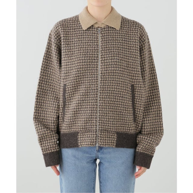 MEIAS/メイアス WOOL JQ HARRINGTON KNIT ジャケット （ブラウン）