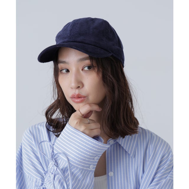 〈newhattan〉コーデュロイキャップ （ネイビー）