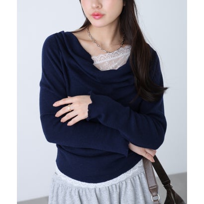 レースドッキングドレープニット （ライトブルー）｜詳細画像
