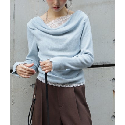 レースドッキングドレープニット （ネイビー）｜詳細画像