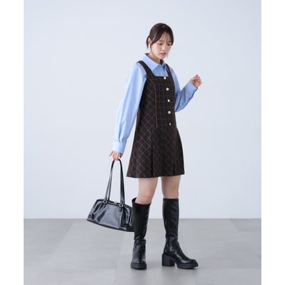 ツィードプリーツジャンパースカート （グレーチェック1）｜詳細画像