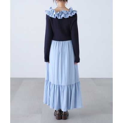 2WAYオフショルフリルネックニットドッキングワンピース （ブラック）｜詳細画像