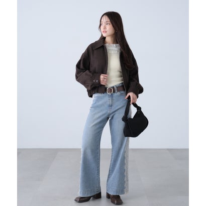 フリーズ マート FREE'S MART ティアードフリルオフショルリブニット （オフホワイト）｜詳細画像