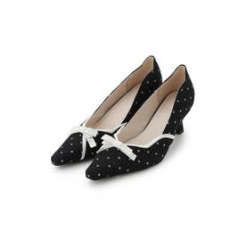 スカラップドットリボンパンプス （BLK）