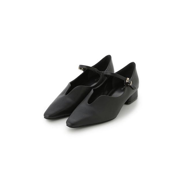 メリージェーンミドルヒールパンプス （BLK）