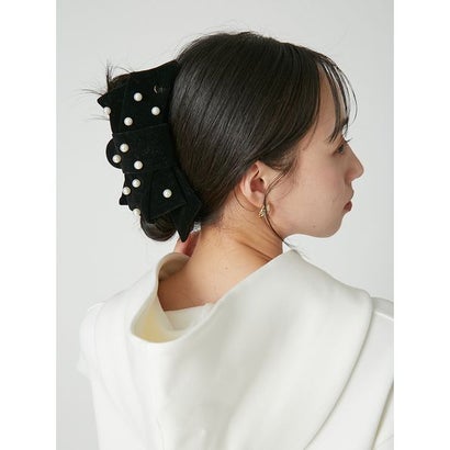 フレイ アイディー FRAY I.D 【ルエル】ベロアパールリボンヘアクリップ （BLK）｜詳細画像