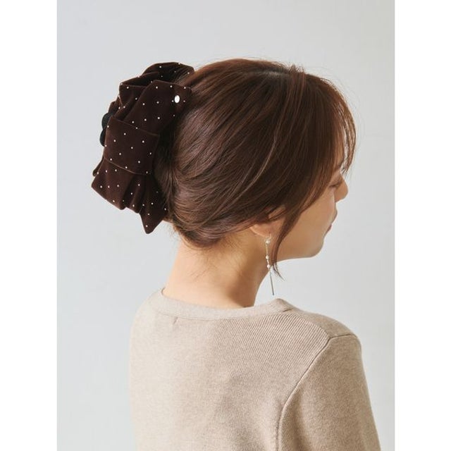 【ルエル】リボンヘアクリップ （BRW）
