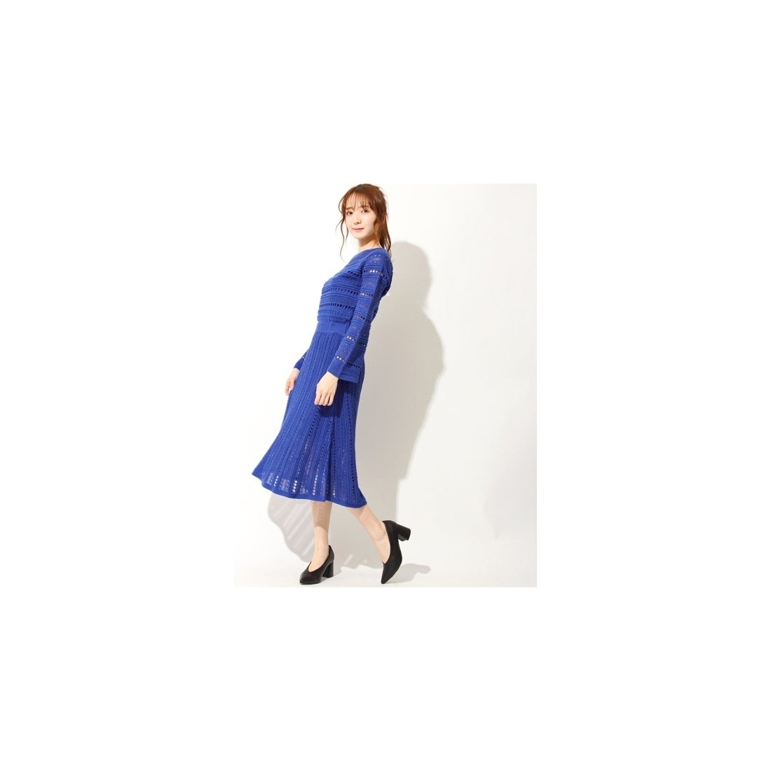 FRAY I.D 柄編みニットワンピース ブラック -ファッション通販 FASHION 