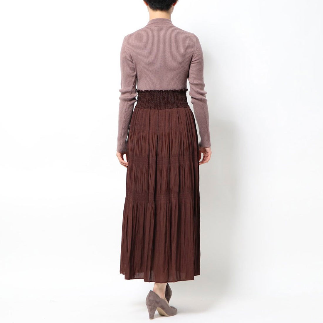✨美品✨ FRAY I.D プリーツコンビニットワンピース 切替 ロング S フレイ アイディー FRAY I.D プリーツコンビニットOP （ピンク