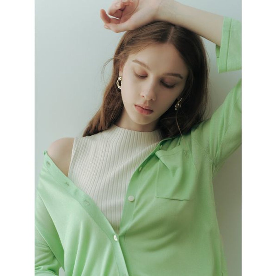 フレイ アイディー FRAY I.D シルクブレンドシアーニットシャツ