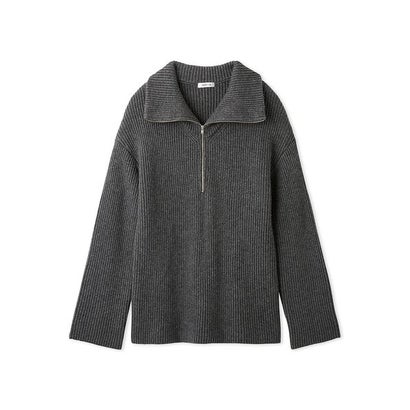 ウールブレンドハーフジップニットプルオーバー （GRY）｜詳細画像