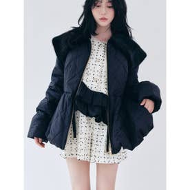 2wayファーカラーキルティングコート （BLK）