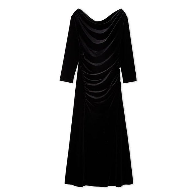 2wayドレープベロアワンピース （BLK）