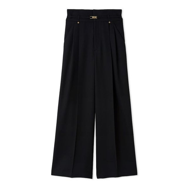 ベルトセットハイウエストタックパンツ （BLK）