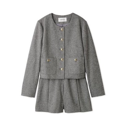 【WEB限定】ノーカラージャケット＆ショートパンツセット （GRY）｜詳細画像