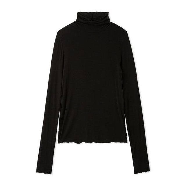 カシミヤ混ハイネックカットトップス （BLK）