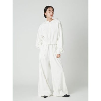 【ウォッシャブル】レースデザインスウェットワイドパンツ （GRY）｜詳細画像