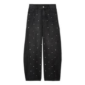パールビジューデニムパンツ （BLK）