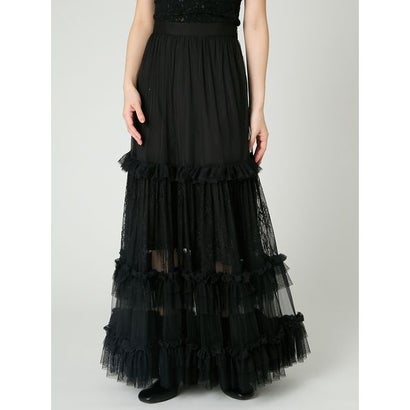 レースコンビフリルチュールスカート （BLK）｜詳細画像