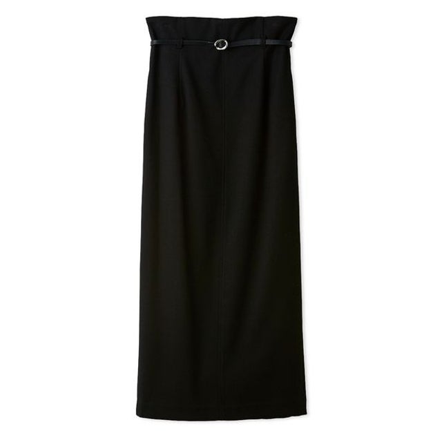 ベルト付きIラインストレートスカート （BLK）