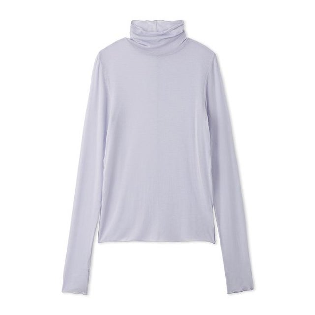 カシミヤ混ハイネックカットトップス （LBLU）