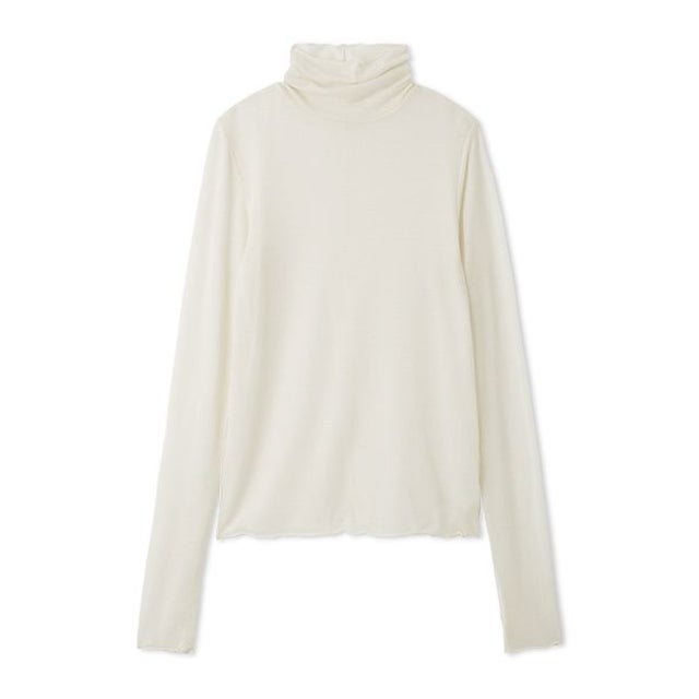 カシミヤ混ハイネックカットトップス （WHT）