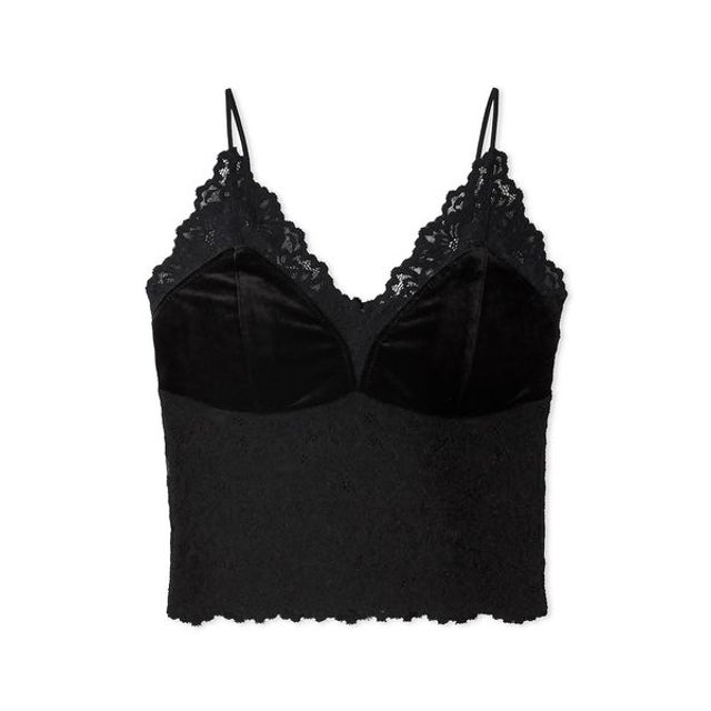 ベロアドッキングレースカップインキャミソール （BLK）