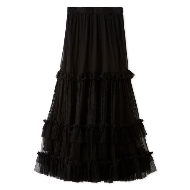 レースコンビフリルチュールスカート （BLK）