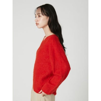 カシミヤシルク混Vネックニット （RED）｜詳細画像