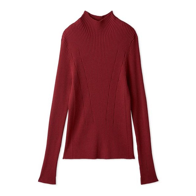 【ウォッシャブル】シルクブレンドハイネックリブニット （RED）