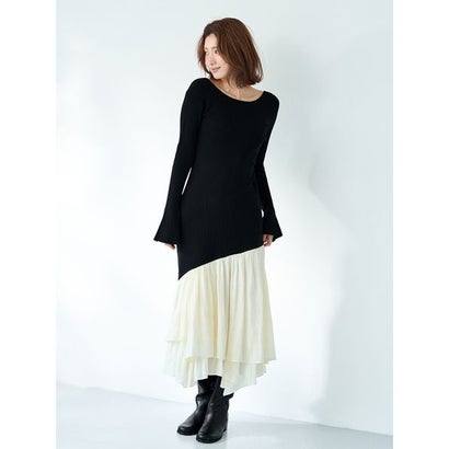 ティアードコンビニットワンピース （BLK）｜詳細画像