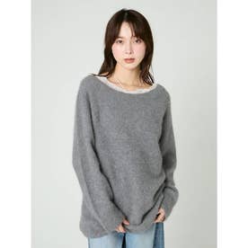 ラクーン100％オフショルニットチュニック （GRY）