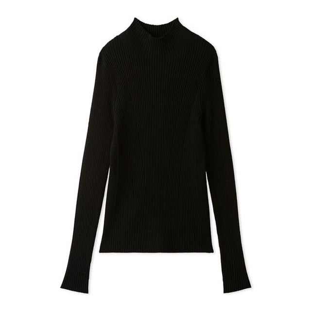 【ウォッシャブル】シルクブレンドハイネックリブニット （BLK）