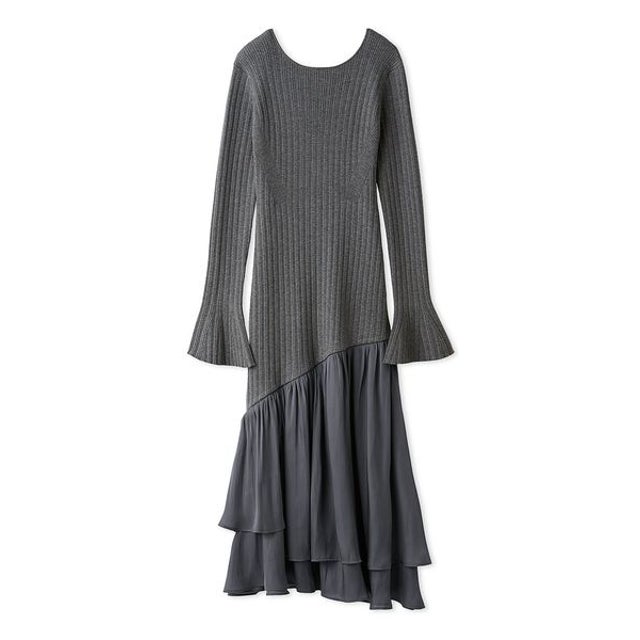 ティアードコンビニットワンピース （GRY）