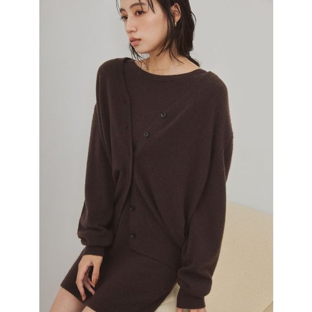 カシミア100％2wayカシュクールカーディガン （BRW）
