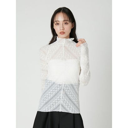 ストレッチレースハイネックトップス （BLK）｜詳細画像