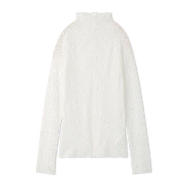 ストレッチレースハイネックトップス （WHT）